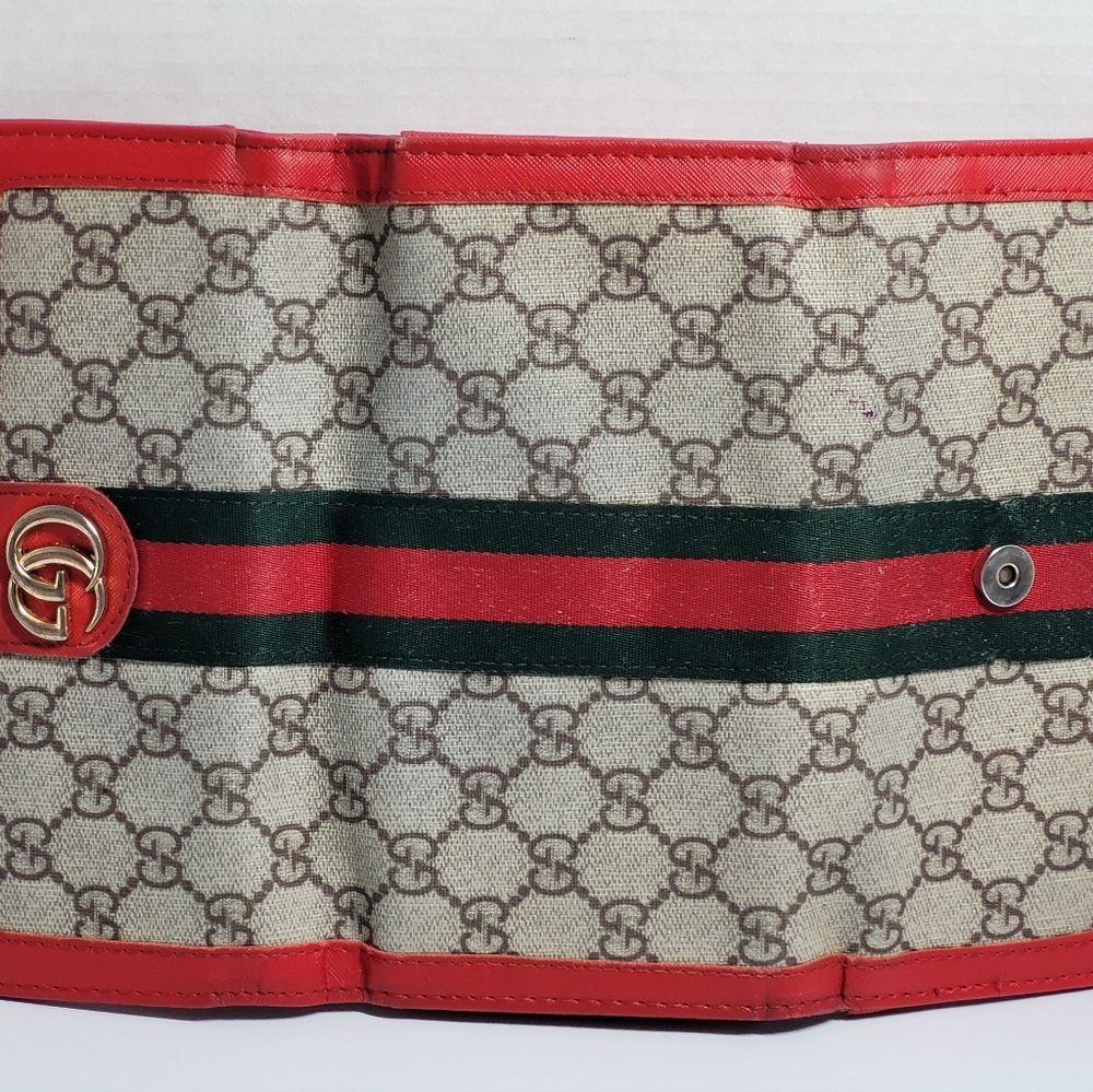 Gucci Ophidia GG Continental Wallet Supreme Canvas Brown/Red Trim W/Blemishes Se - Picture 12 of 16